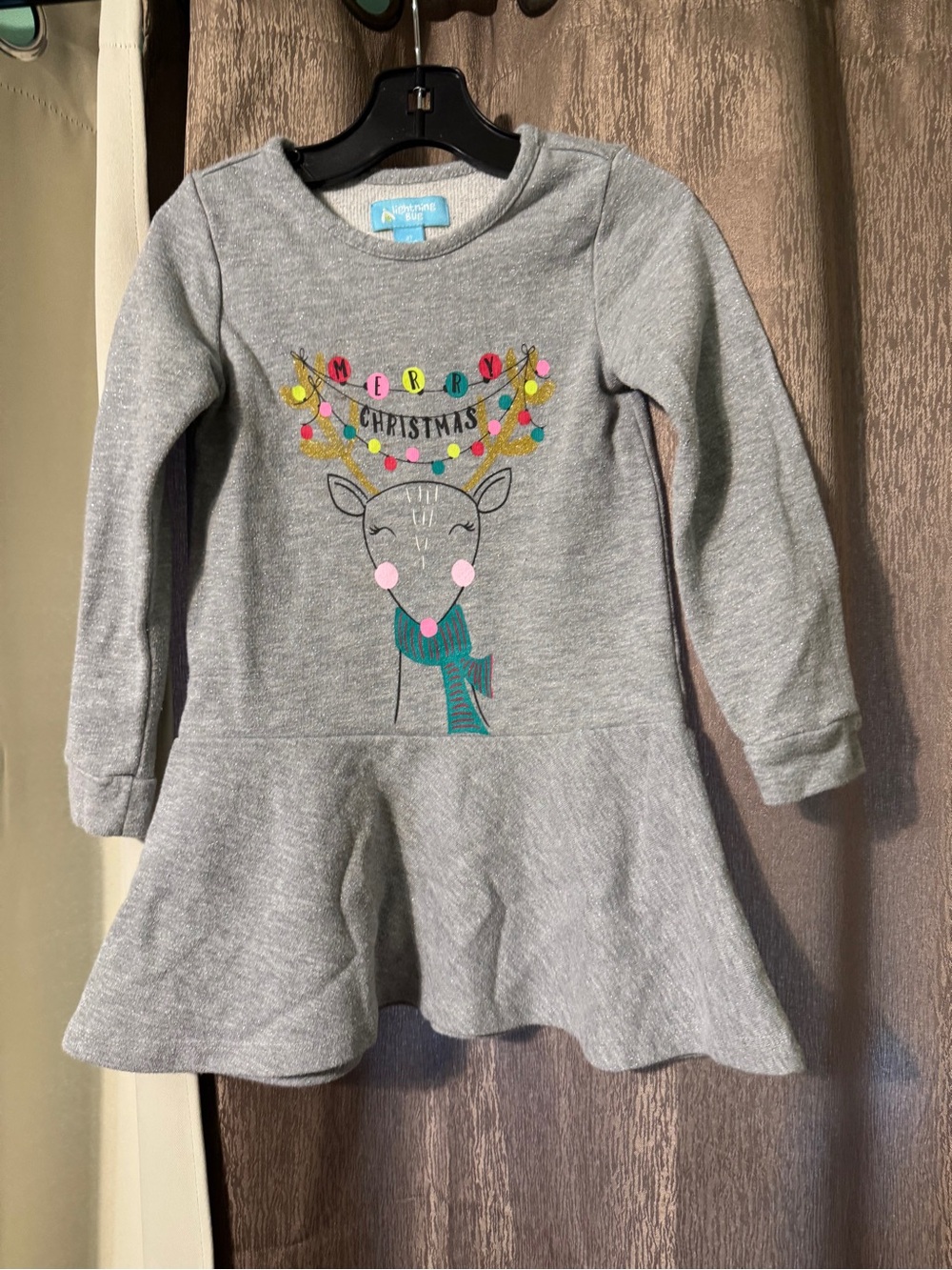 Lightning Bug Belk Girls Reindeer Sweater Twirl Dress  Winter Christmas SZ 3T